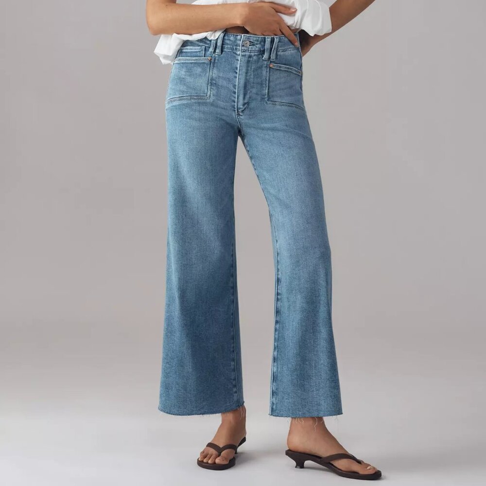 PAIGE Light Blue Flare & Wide Leg Jeans